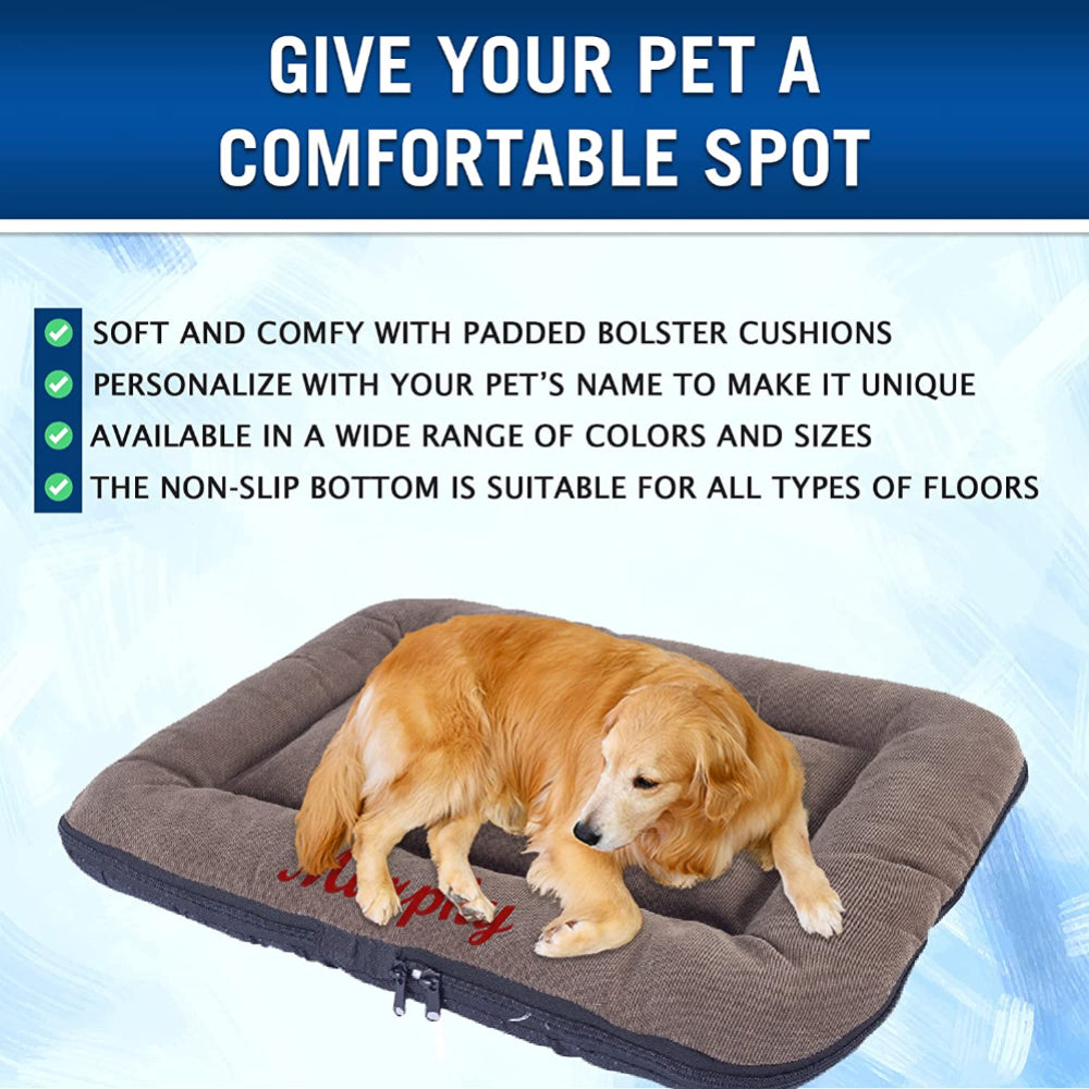 Personalized Dog Beds with Embroidered Dog’s Name and Paws