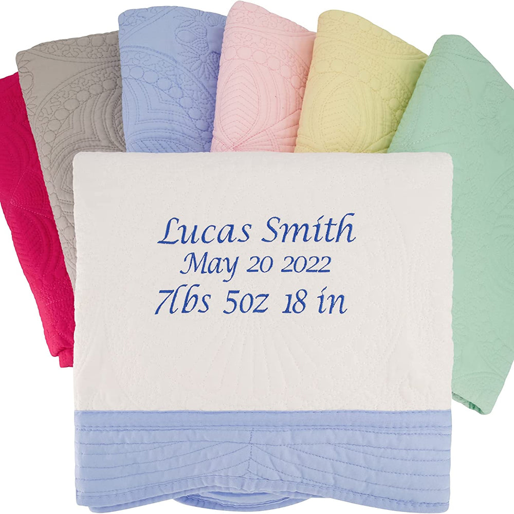 Super Soft Personalized Baby Blankets with Embroidered Name