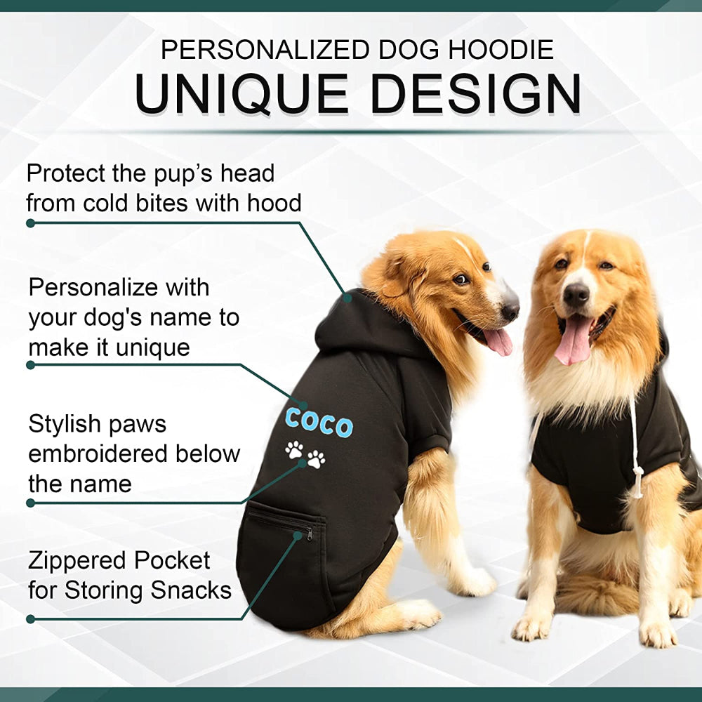 Personalized Dog Shirts and Dog Hoodie with Embroidered Name and Paws
