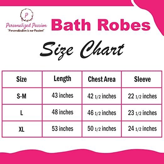 bathrobes size chart