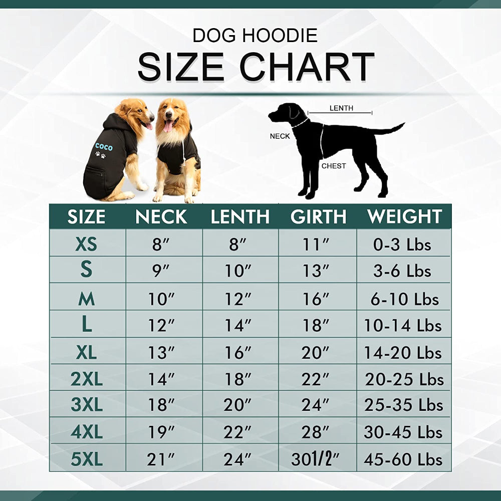 Personalized Dog Shirts and Dog Hoodie with Embroidered Name and Paws
