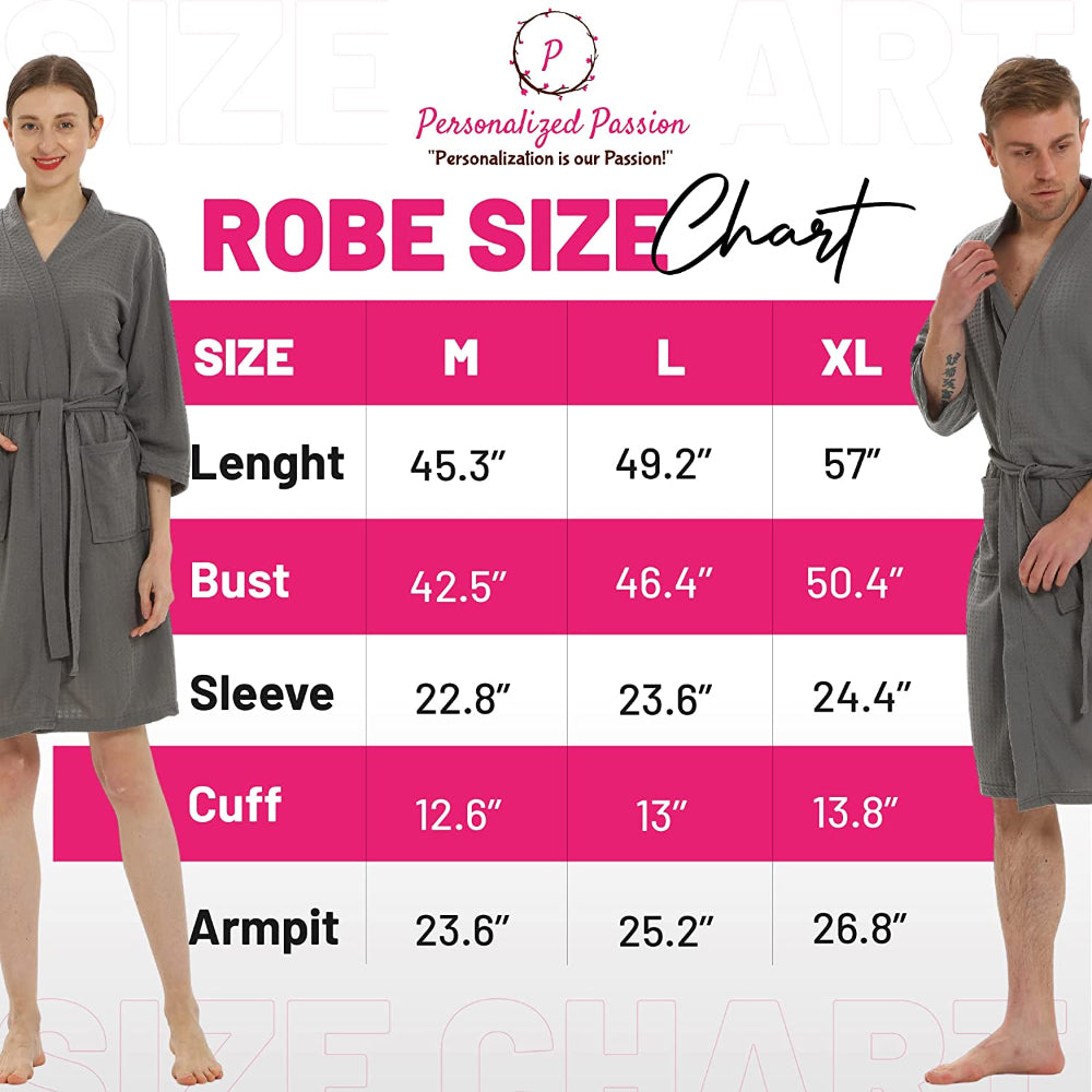 Personalized Waffle Robe Size Chart