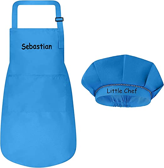 blue kids apron