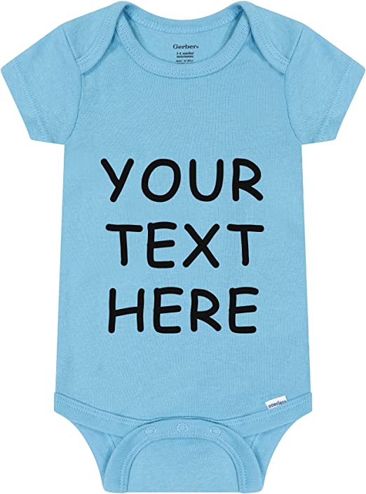 Custom Short Sleeve Unisex Blue Baby's Bodysuit