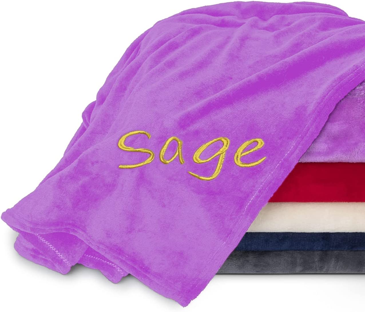 Personalized Blankets for Adults with Embroidered Name in a Variety of Colors