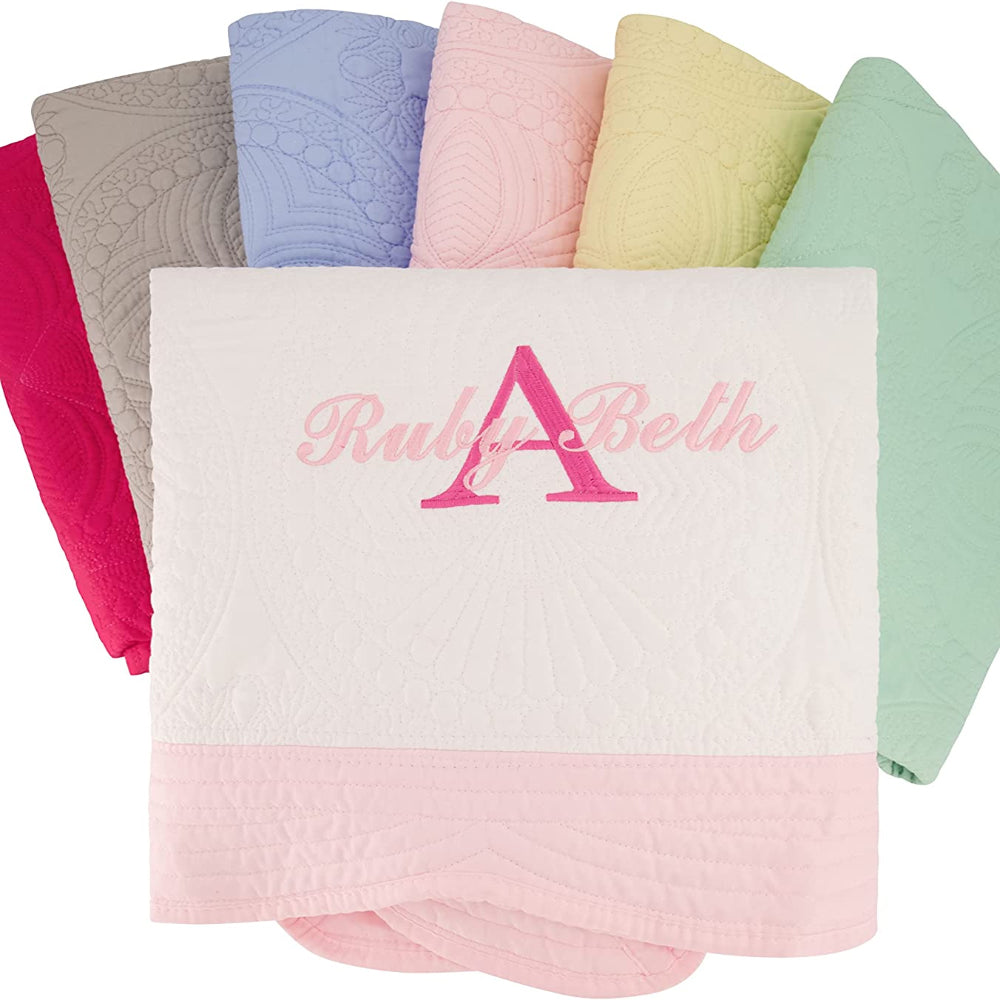 Super Soft Personalized Baby Blankets with Embroidered Name