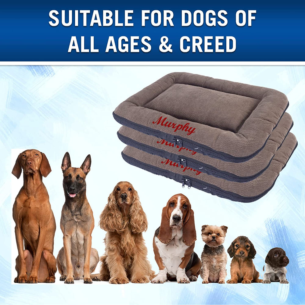 Personalized Dog Beds with Embroidered Dog’s Name and Paws