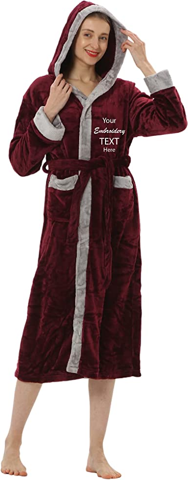 womens hooded robes wine