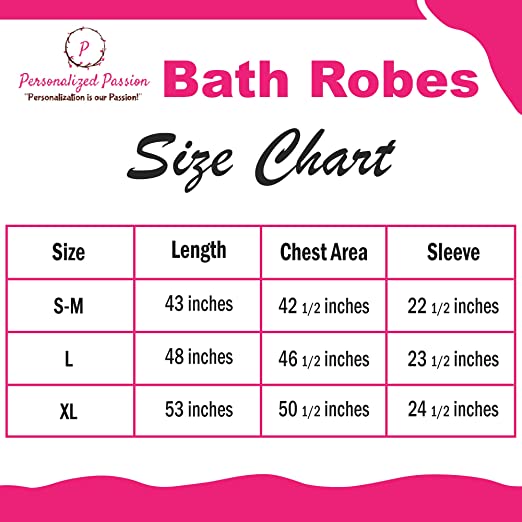 bathrobes size chart
