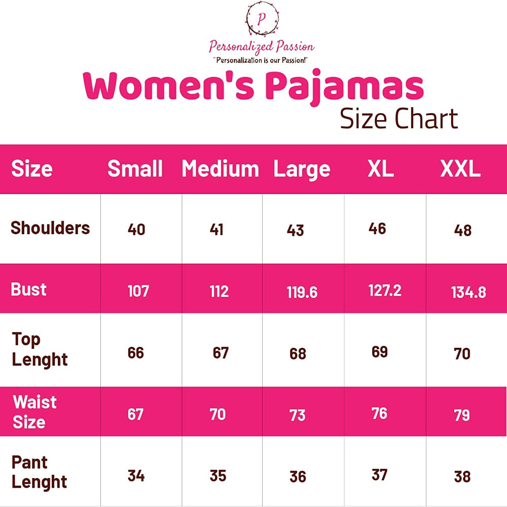 Personalized Silk Pajamas Size Chart