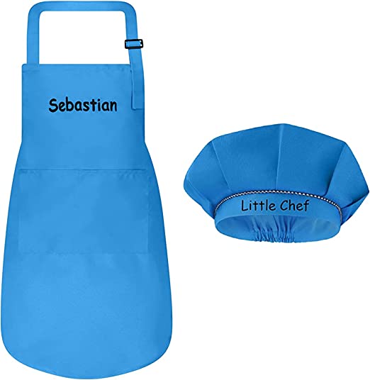 blue kids apron