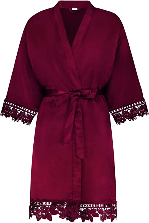 silk robes for women - Burgundy