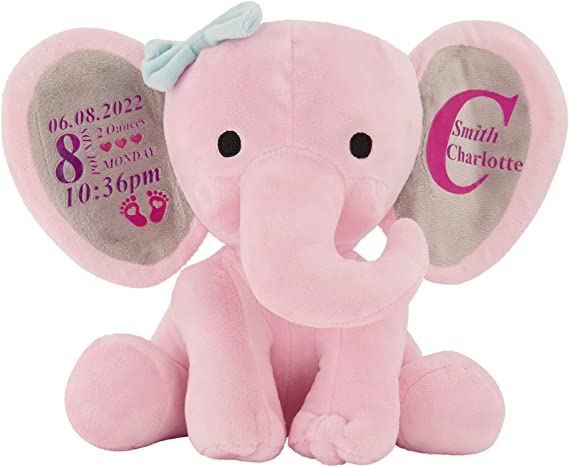 Personalized Elephant Stuffed Animal - Stuffed Elephant with your Baby Name