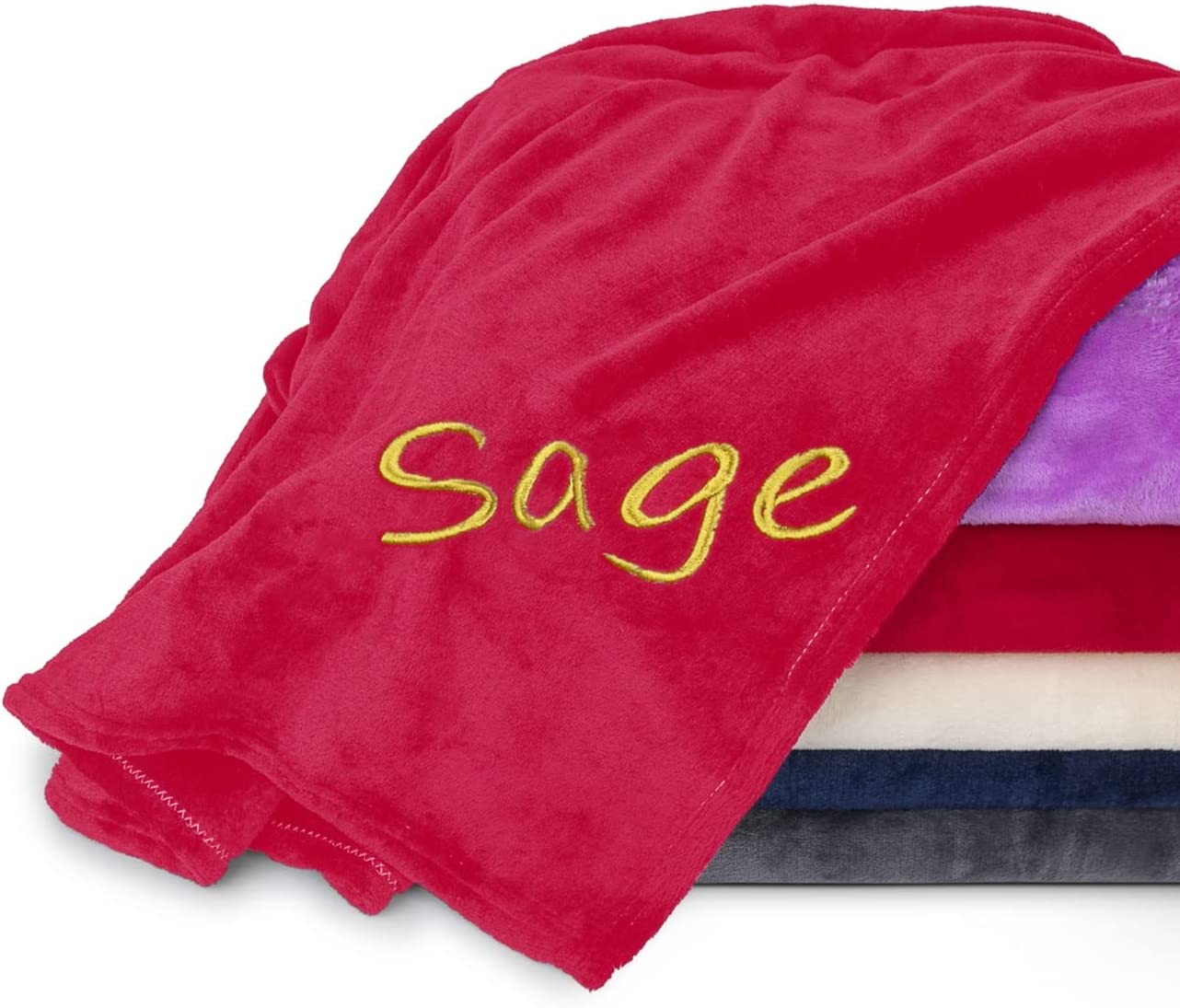 Personalized Blankets for Adults with Embroidered Name in a Variety of Colors