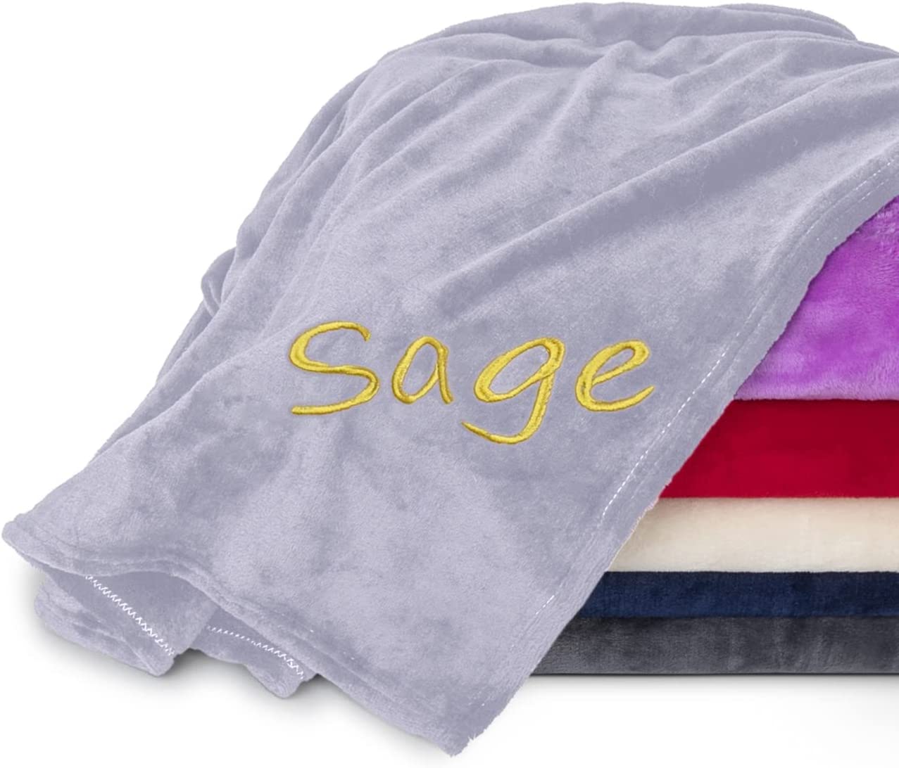 Personalized Blankets for Adults with Embroidered Name in a Variety of Colors